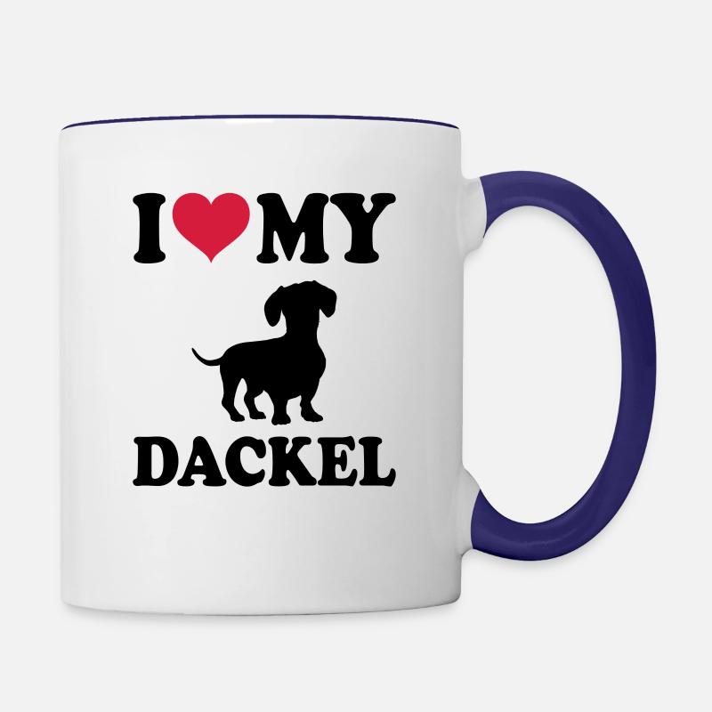 Teckel à poil dur - Mug contrasté - blanc/bleu cobalt