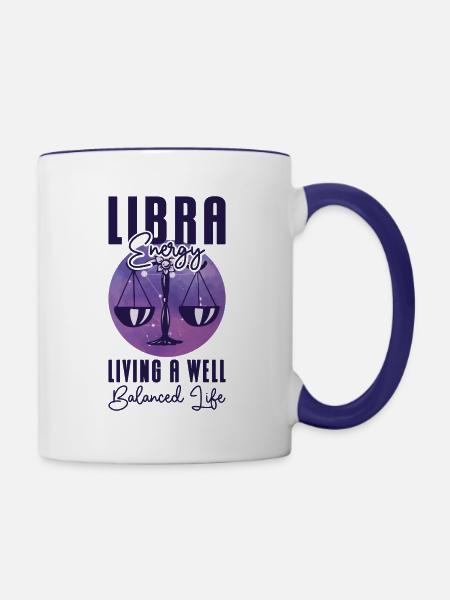 Waage Energie Astrologisches Tierkreiszeichen - Tasse zweifarbig - Weiß/Kobaltblau