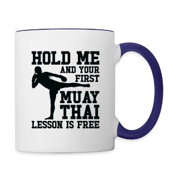 Muay Thai Entraîneur Kickboxing Instructeur Arts Martiaux - Mug contrasté - blanc/bleu cobalt - Droite