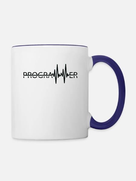 Programmierer Heartbeat Programmierung Coder - Tasse zweifarbig - Weiß/Kobaltblau