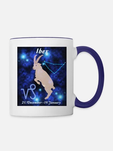 Sternzeichen Steinbock, Sternenbild, Astrologie - Tasse zweifarbig - Weiß/Kobaltblau