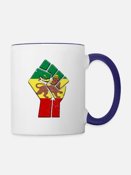 Rastafari-Flagge - Tasse zweifarbig - Weiß/Kobaltblau