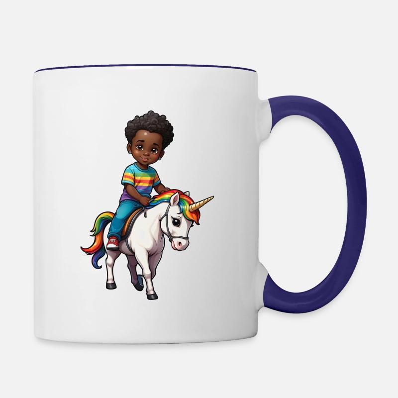 Idée cadeau garçon licorne - Mug contrasté - blanc/bleu cobalt