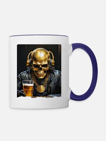Bier Skull 0.7 - Tasse zweifarbig - Weiß/Kobaltblau