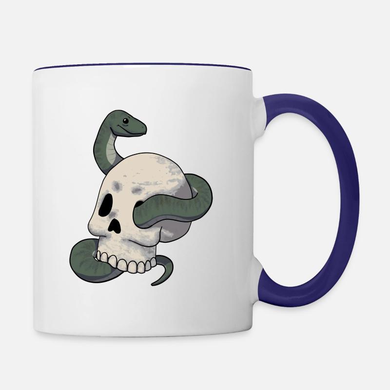 Snake and skull - Contrasting Mug - white/cobalt blue