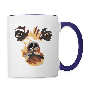 Bär Grizzly Gesicht Portrait - Tasse zweifarbig - Weiß/Kobaltblau - Rechts