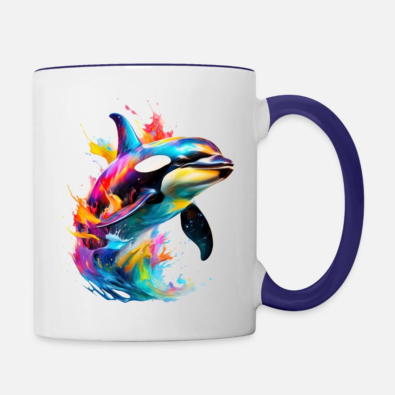 Orque peinte - Mug contrasté - blanc/bleu cobalt