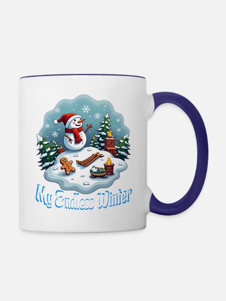 Mein endloser Winter - Tasse zweifarbig - Weiß/Kobaltblau