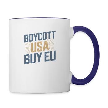 Pro-Europe Boycott USA Acheter UE - Mug contrasté - blanc/bleu cobalt - Droite
