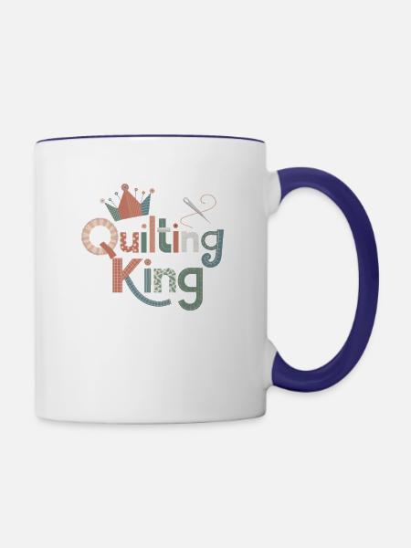 Quilting King Happy Quilting - Tasse zweifarbig - Weiß/Kobaltblau