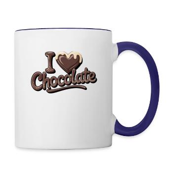 Chocolate Passion I Love Chocolate - Contrasting Mug - white/cobalt blue - Right