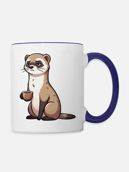 Frettchen Frettchenhalter Frettchenbesitzer - Tasse zweifarbig - Weiß/Kobaltblau