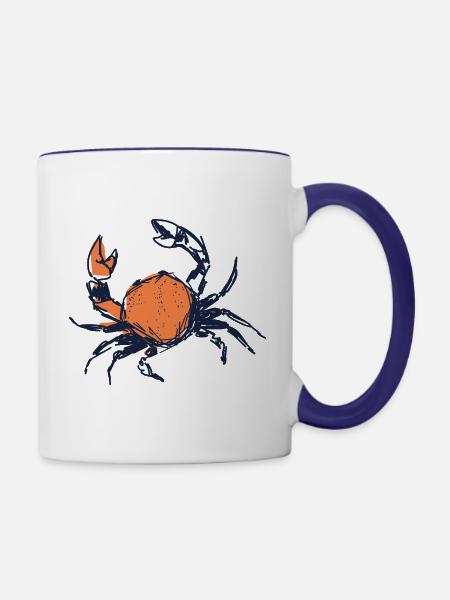 Krabbe - Tasse zweifarbig - Weiß/Kobaltblau
