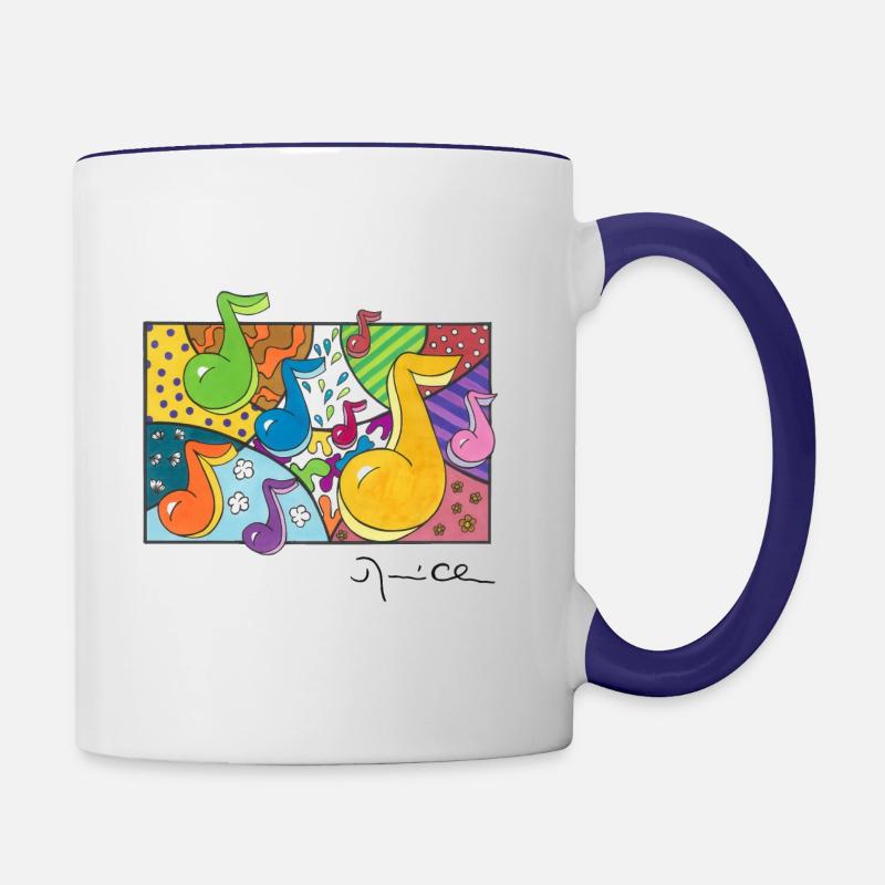 Happy notes - Contrasting Mug - white/cobalt blue