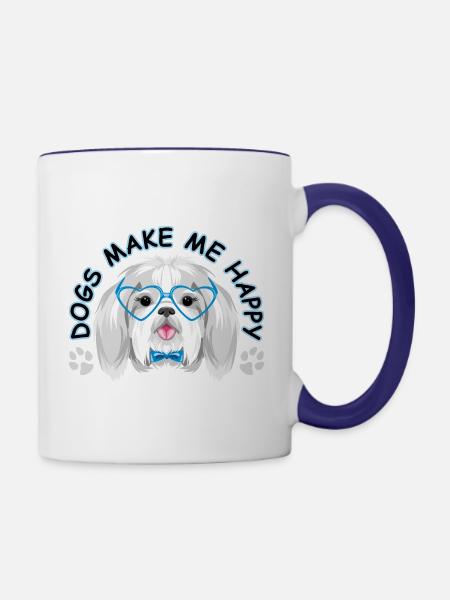 Hunde machen mich glücklich - Tasse zweifarbig - Weiß/Kobaltblau