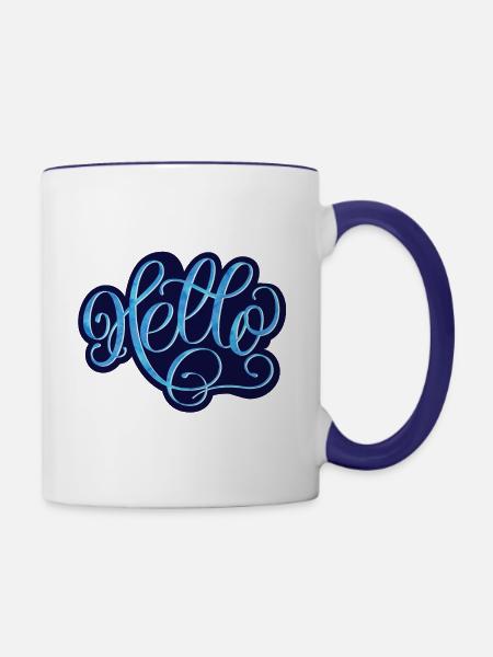 Hello - Tasse zweifarbig - Weiß/Kobaltblau