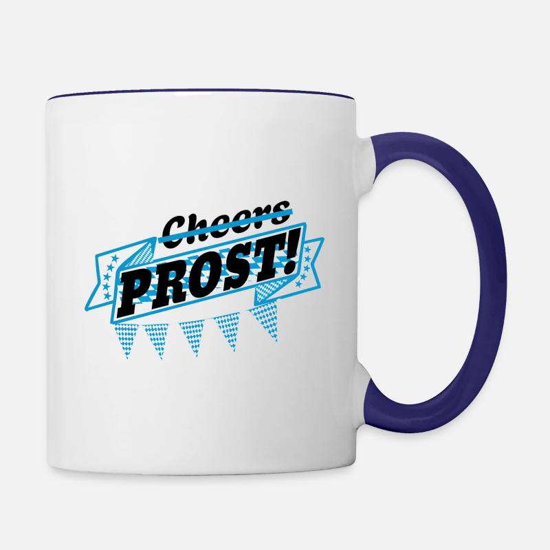 pas d’acclamations, acclamations ! Chapiteau de bière Drapeau de la Bavière - Mug contrasté - blanc/bleu cobalt