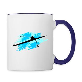 Rudern 1er, Einer Rudern Frau - Tasse zweifarbig - Weiß/Kobaltblau - Rechts
