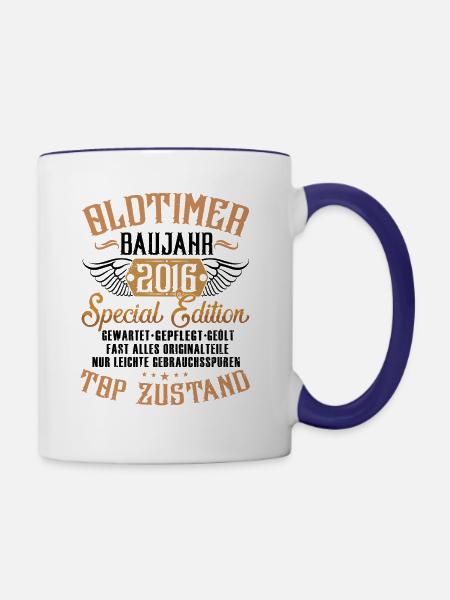 Oldtimer 2016 - Tasse zweifarbig - Weiß/Kobaltblau