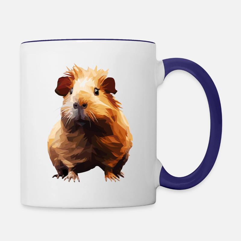 Cochon d’Inde dans le style polygonal - Mug contrasté - blanc/bleu cobalt