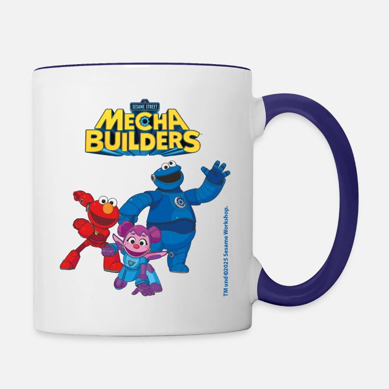 Mecha Builders Méchas Elmo, Cookie Et Abby - Mug contrasté - blanc/bleu cobalt