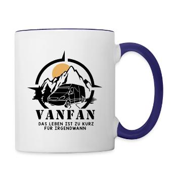 Camper T-Shirt, Hoody und Zubehör VanFan - Tasse zweifarbig - Weiß/Kobaltblau - Rechts