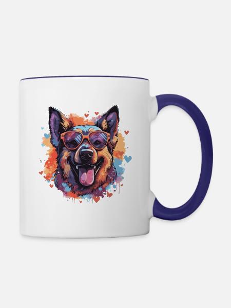 Happy Dog 2 - Tasse zweifarbig - Weiß/Kobaltblau