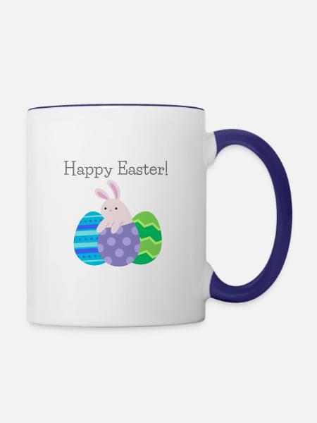 Frohe Ostern - Tasse zweifarbig - Weiß/Kobaltblau