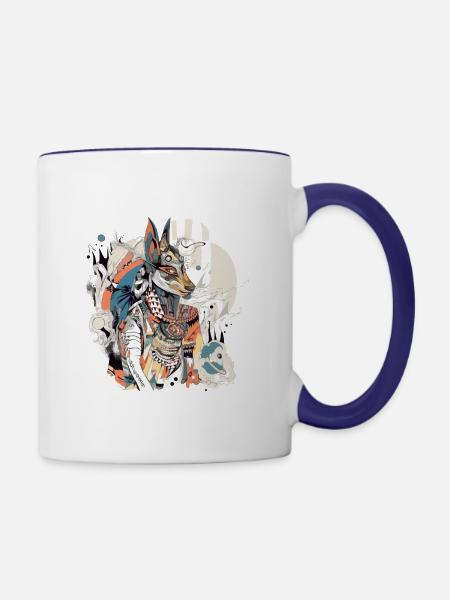 Zako der Fuchsgott - Tasse zweifarbig - Weiß/Kobaltblau