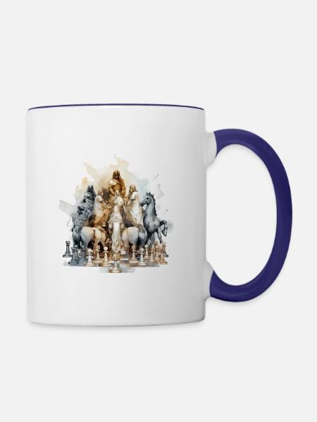 Die Venus des Schachs - Tasse zweifarbig - Weiß/Kobaltblau