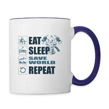 Firefighter Firefighter Woman Saves the World - Contrasting Mug - white/cobalt blue - Right