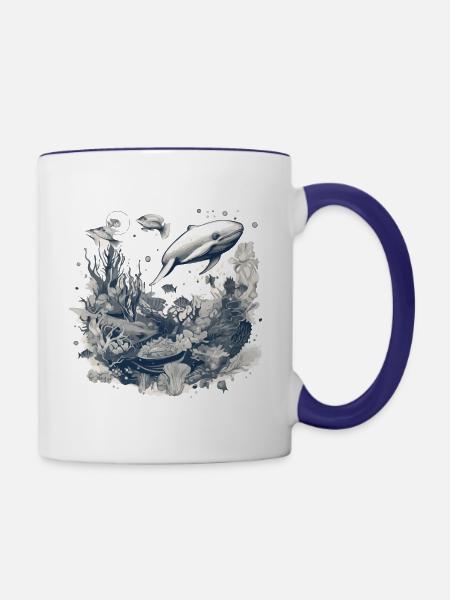 Der Wal - Tasse zweifarbig - Weiß/Kobaltblau