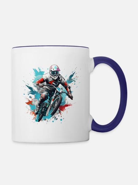 BMX Fahrer - Tasse zweifarbig - Weiß/Kobaltblau
