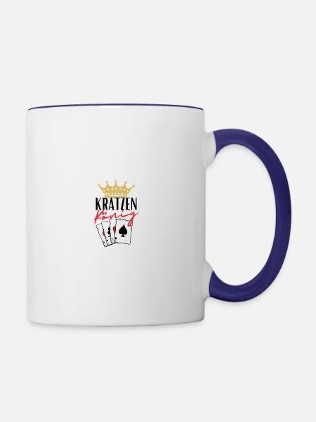 Kratzen König - Tasse zweifarbig - Weiß/Kobaltblau