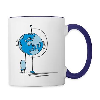 Travel with your finger on the globe - Contrasting Mug - white/cobalt blue - Right