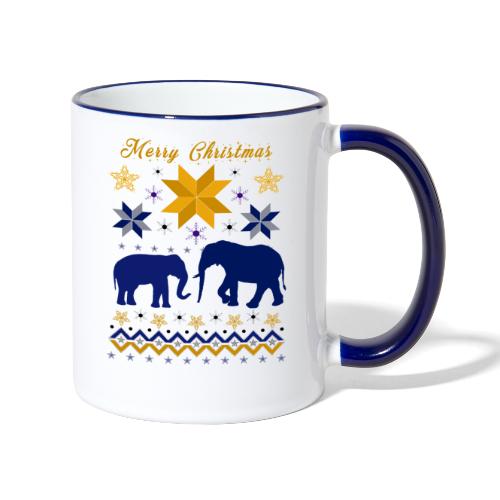 Merry Christmas I Elefanten - Tasse zweifarbig