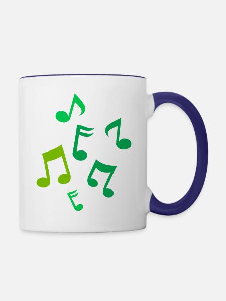 Musiknoten - Tasse zweifarbig - Weiß/Kobaltblau