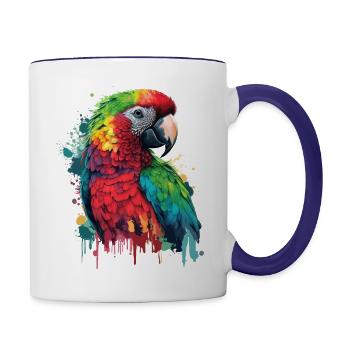 Perroquet coloré - Mug contrasté - blanc/bleu cobalt - Droite