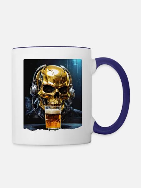 Bier Skull 0.1 - Tasse zweifarbig - Weiß/Kobaltblau