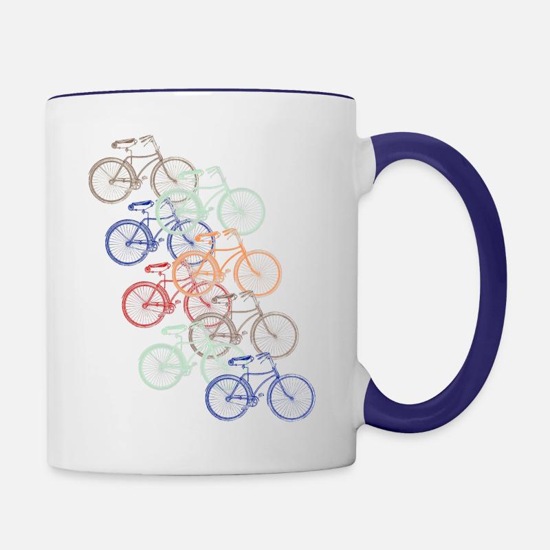 Retro Bikes - Contrasting Mug - white/cobalt blue