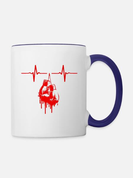 Heart Beat Boxing - Tasse zweifarbig - Weiß/Kobaltblau