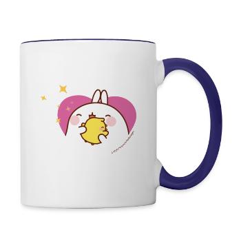 Molang Piu Piu Freundschaft - Tasse zweifarbig - Weiß/Kobaltblau - Rechts