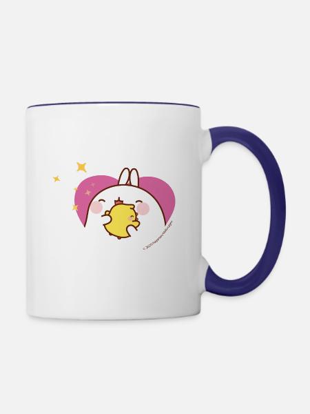 Molang Piu Piu Freundschaft - Tasse zweifarbig - Weiß/Kobaltblau