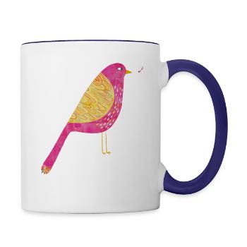 Leicht sarkastischer Vogel - Tasse zweifarbig - Weiß/Kobaltblau - Rechts