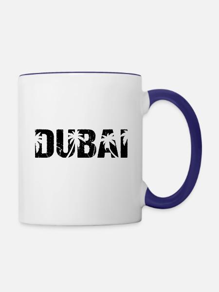 Dubai Palmen - Tasse zweifarbig - Weiß/Kobaltblau