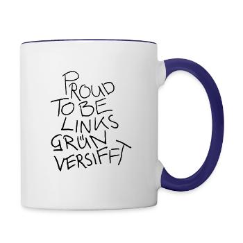 PROUD TO BE LINKSGÜNVERSIFFT - Tasse zweifarbig - Weiß/Kobaltblau - Rechts