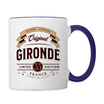 Vintage Gironde - Département France - Mug contrasté - blanc/bleu cobalt - Droite