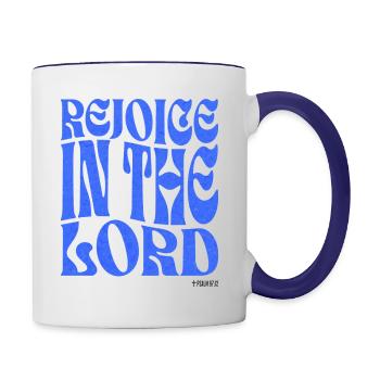 Christentum Christlicher Bibelvers - Tasse zweifarbig - Weiß/Kobaltblau - Rechts