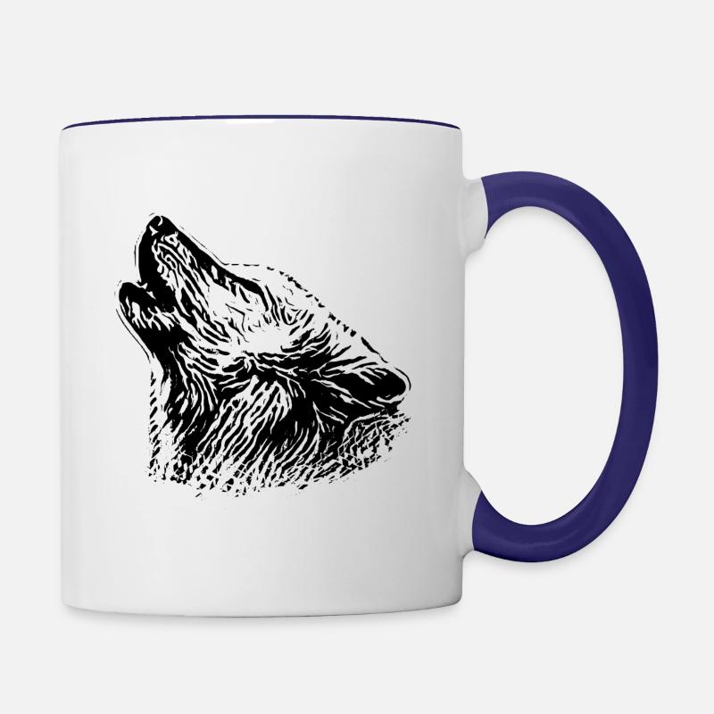 Wolf - Tasse zweifarbig - Weiß/Kobaltblau