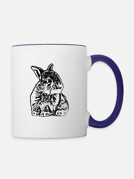 Häschen - Tasse zweifarbig - Weiß/Kobaltblau